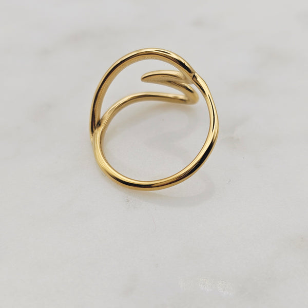 Sideways Gold Heart Shaped Ring - Size 7
