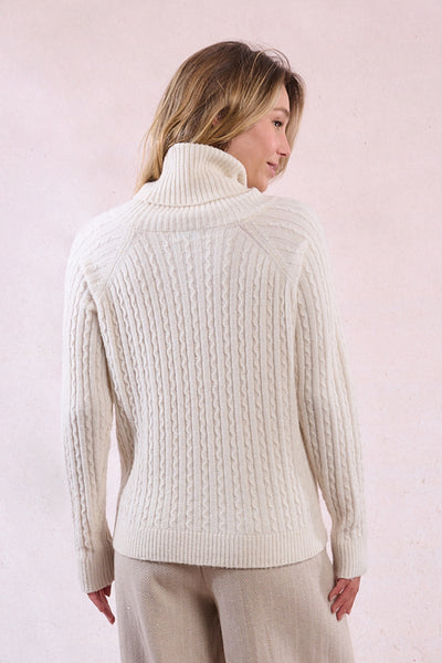 Cowl Neck Cable Knit Sweater