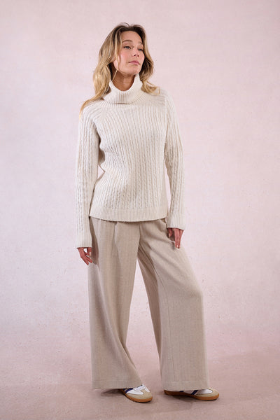 Cowl Neck Cable Knit Sweater