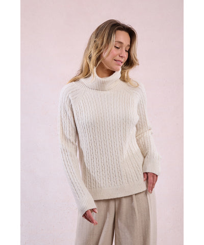 Cowl Neck Cable Knit Sweater