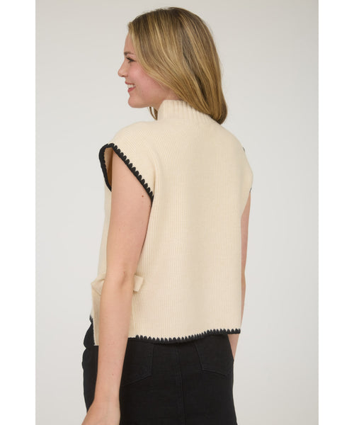 Mock Neck Tie Side Sweater Top