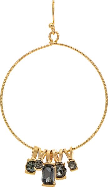 Crystal Drop Hoop Earrings - Gold/Black