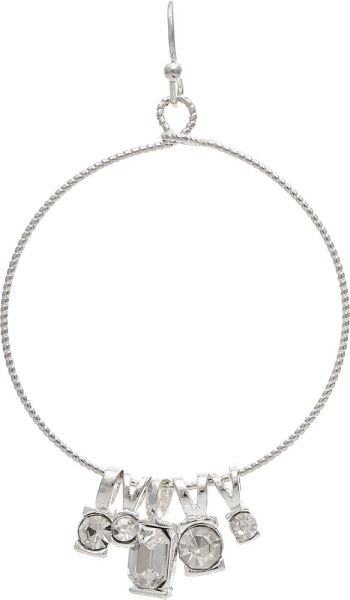 Crystal Drop Hoop Earrings - Silver/Clear