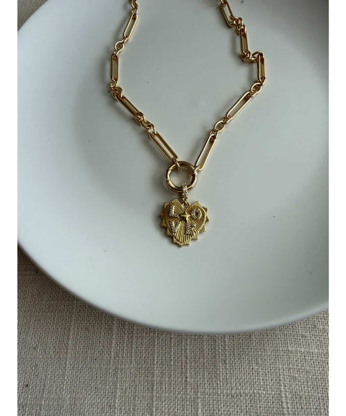 LOVE Heart Pendant Paperclip Necklace
