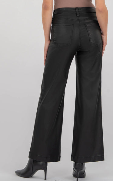 Meg Mid Rise Vegan Leather Denim - Black