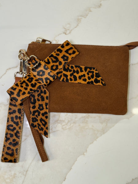 Ace High Suede Wristlet & Hang Off Set of 3: Leopard