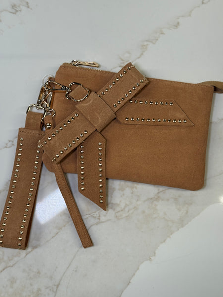 Ace High Suede Wristlet & Hang Off Set of 3: Camel