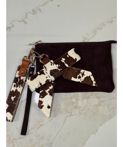Ace High Suede Wristlet & Hang Off Set of 3: Chocolate-Cow