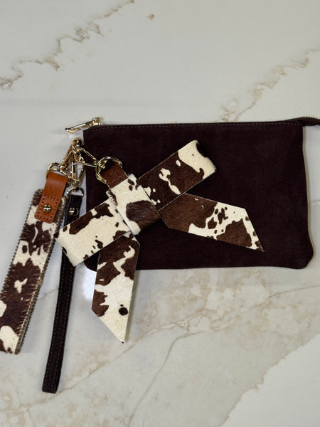 Ace High Suede Wristlet & Hang Off Set of 3: Chocolate-Cow