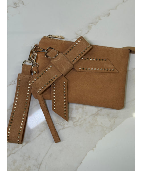 Ace High Suede Wristlet & Hang Off Set of 3: Camel