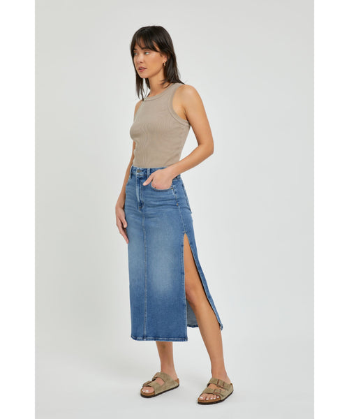 Dakota Denim Midi Skirt - Medium Wash