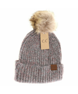 CC Beanie - Soft Ribbed Multi Colored - Grey