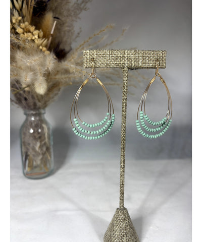 Beaded Teardrop Earrings - Turquoise