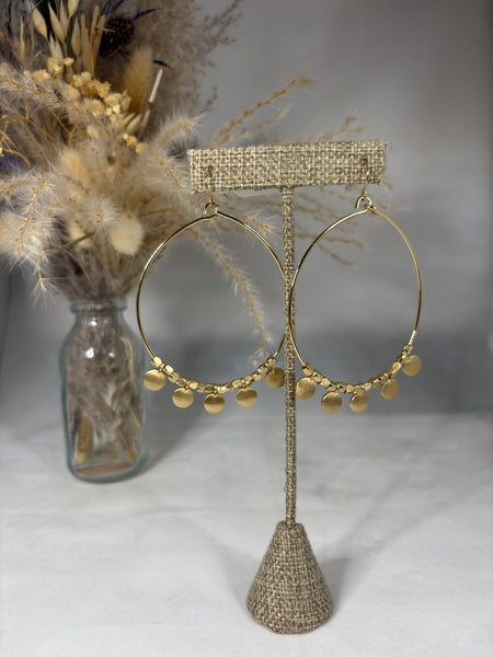 Large Beaded Hoop w/discs - Gold