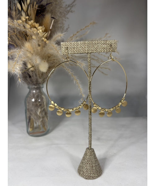 Large Beaded Hoop w/discs - Gold