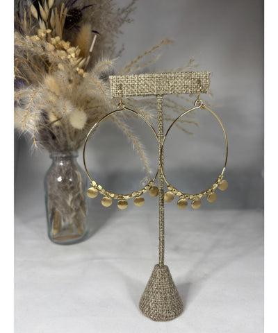 Large Beaded Hoop w/discs - Gold