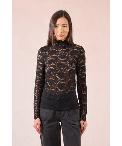 Black Lace Long Sleeve Top
