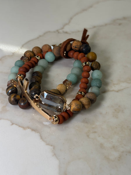 Cross & Stone Bracelet Stack