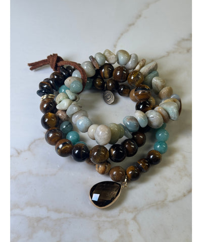Beaded Bracelet Stack w/Gem