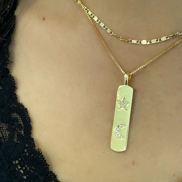 Star & Moon Tag Necklace