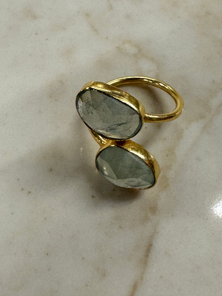 Natural Double Stone Wrap Ring - Moonstone