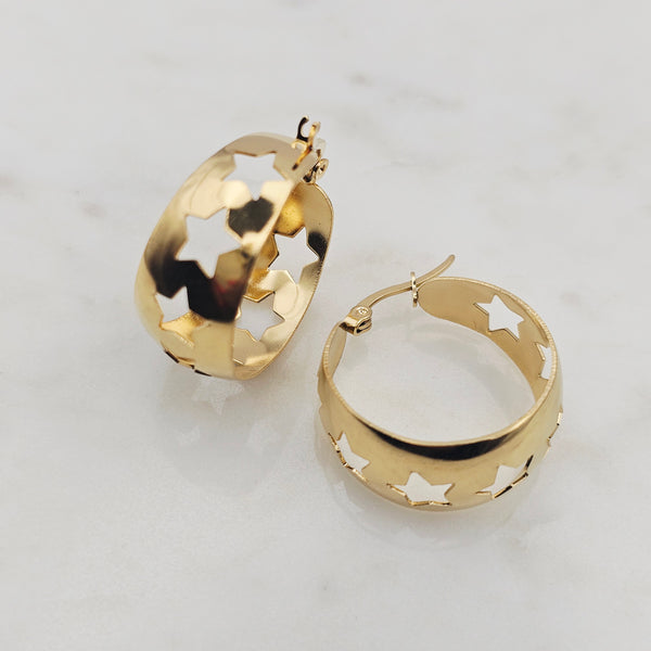 Gold Star & Moon Hoop Earrings