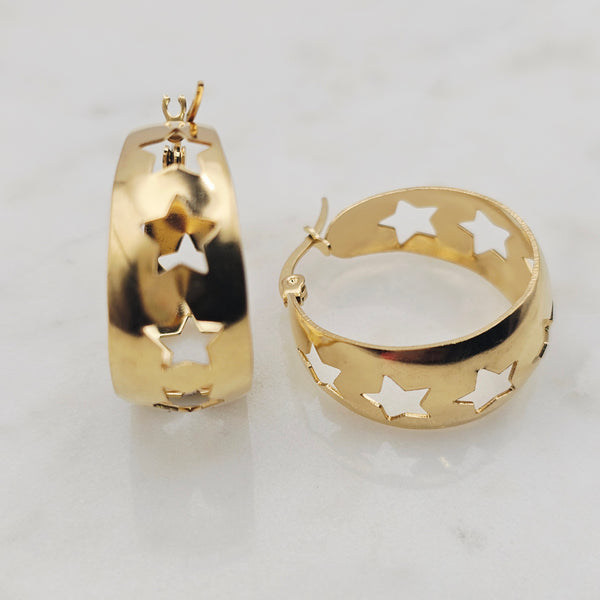 Gold Star & Moon Hoop Earrings