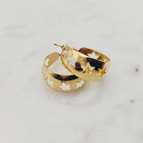 Gold Star & Moon Hoop Earrings