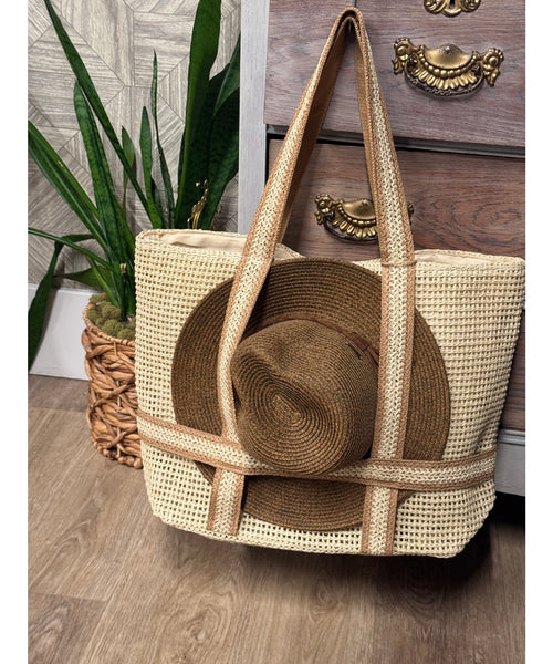 Straw Tote Hat Carrier Bag
