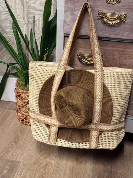 Straw Tote Hat Carrier Bag