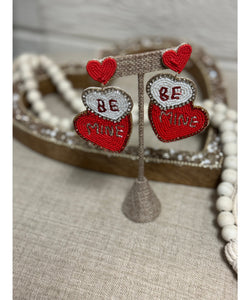 Be Mine Heart Candy Earrings - Red
