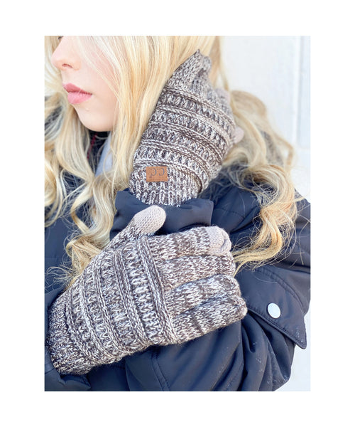 Lined Multi Colored Gloves - Taupe