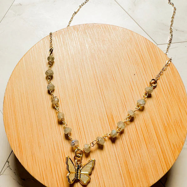 Julia Butterfly Gemstone Necklace - Moonstone