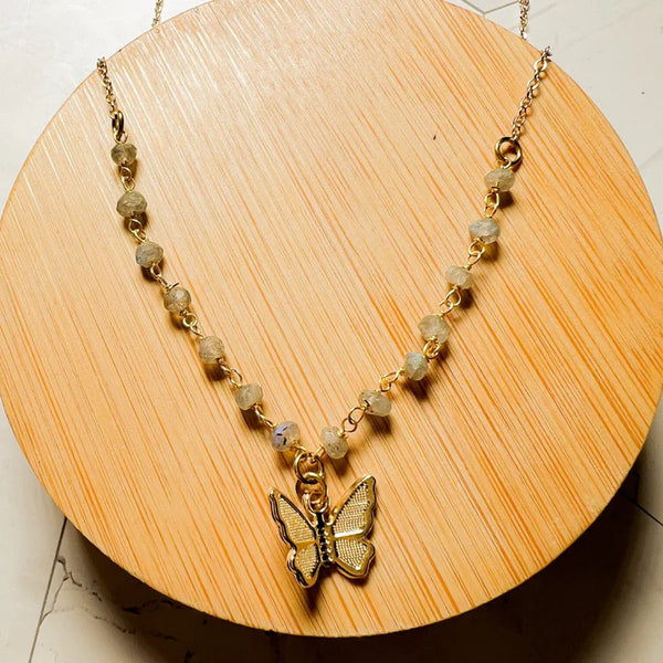Julia Butterfly Gemstone Necklace - Moonstone