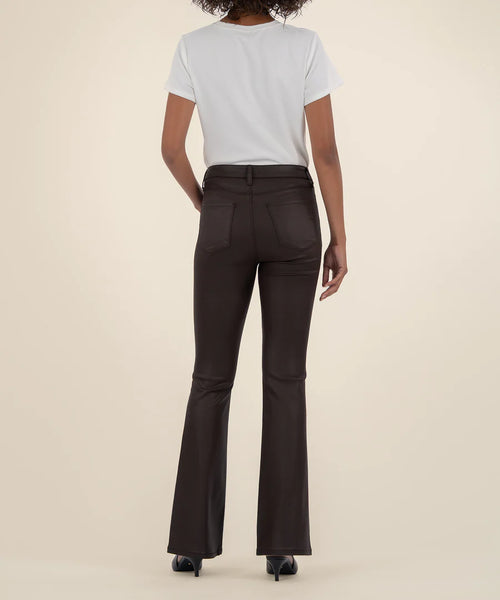 Ana Coated Flare Denim - Chocolate