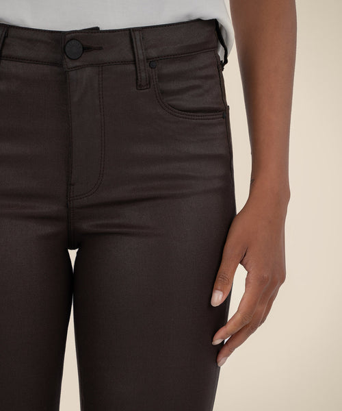 Ana Coated Flare Denim - Chocolate