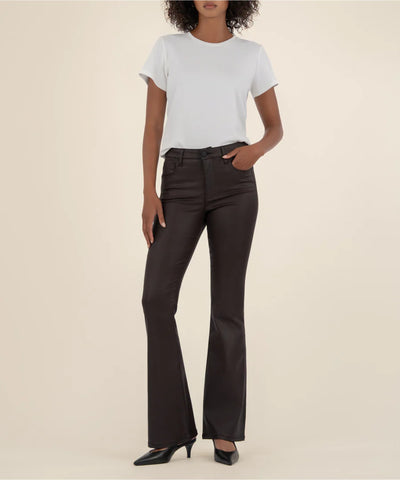 Ana Coated Flare Denim - Chocolate