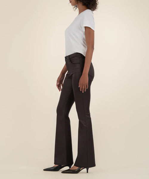 Ana Coated Flare Denim - Chocolate