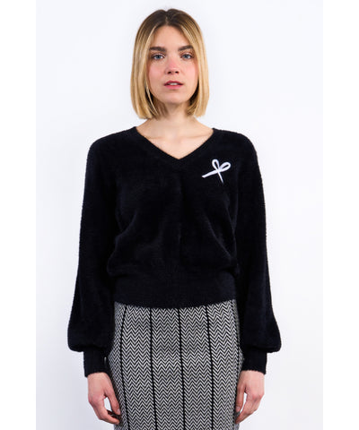 Lily Fuzzy Bow Detail Sweater
