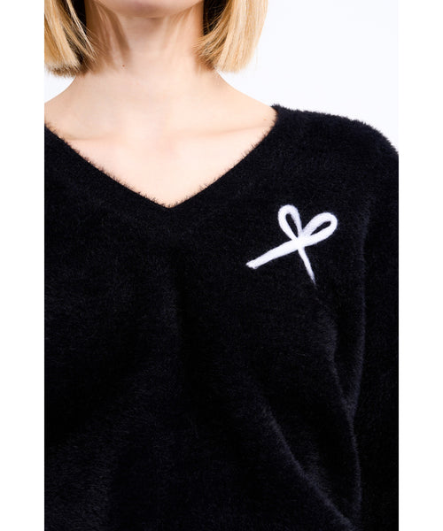 Lily Fuzzy Bow Detail Sweater