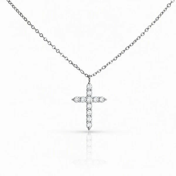 CZ Silver Cross Necklace