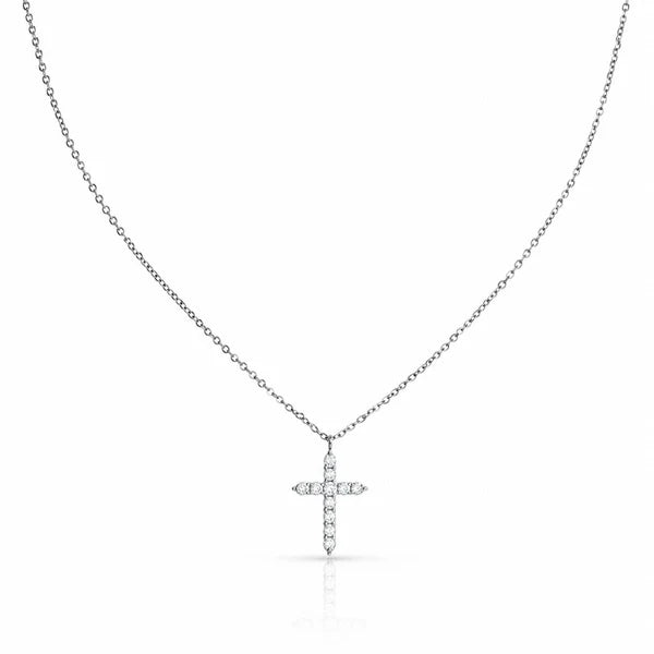 CZ Silver Cross Necklace