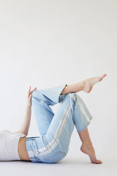 Rebel Ride Silver Tuxedo Stripe Denim