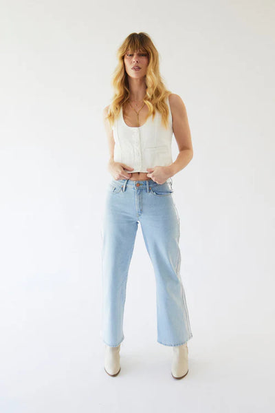 Rebel Ride Silver Tuxedo Stripe Denim