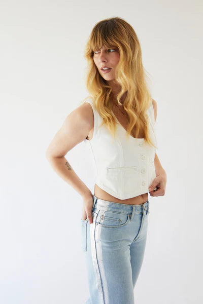 Rebel Ride Silver Tuxedo Stripe Denim