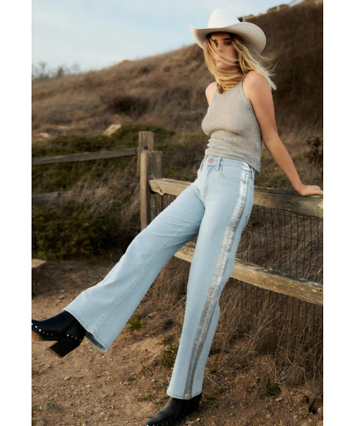 Rebel Ride Silver Tuxedo Stripe Denim