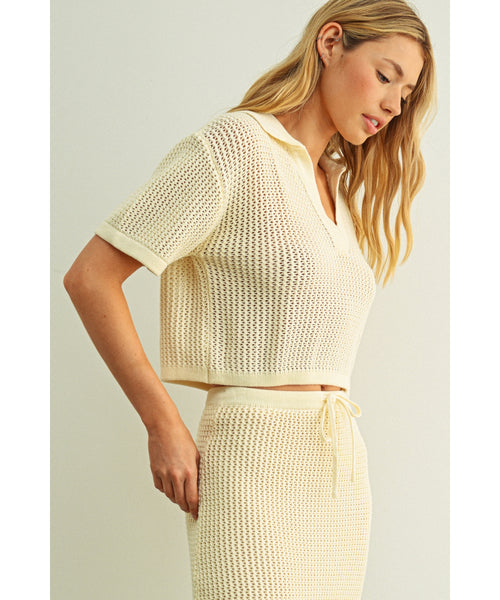 Lesle Crochet Knit Top