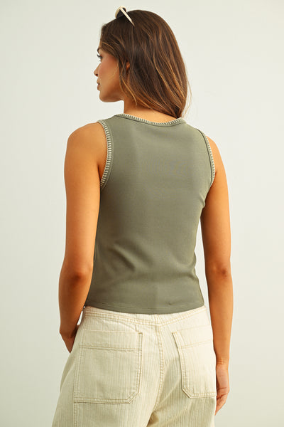 Bea Ribbed Knit Stitch Detail Tank