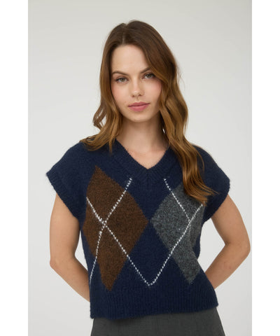 Neena Argyle Pattern Vest