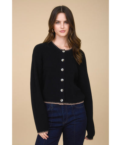 Contrast Stitch Knit Cardigan